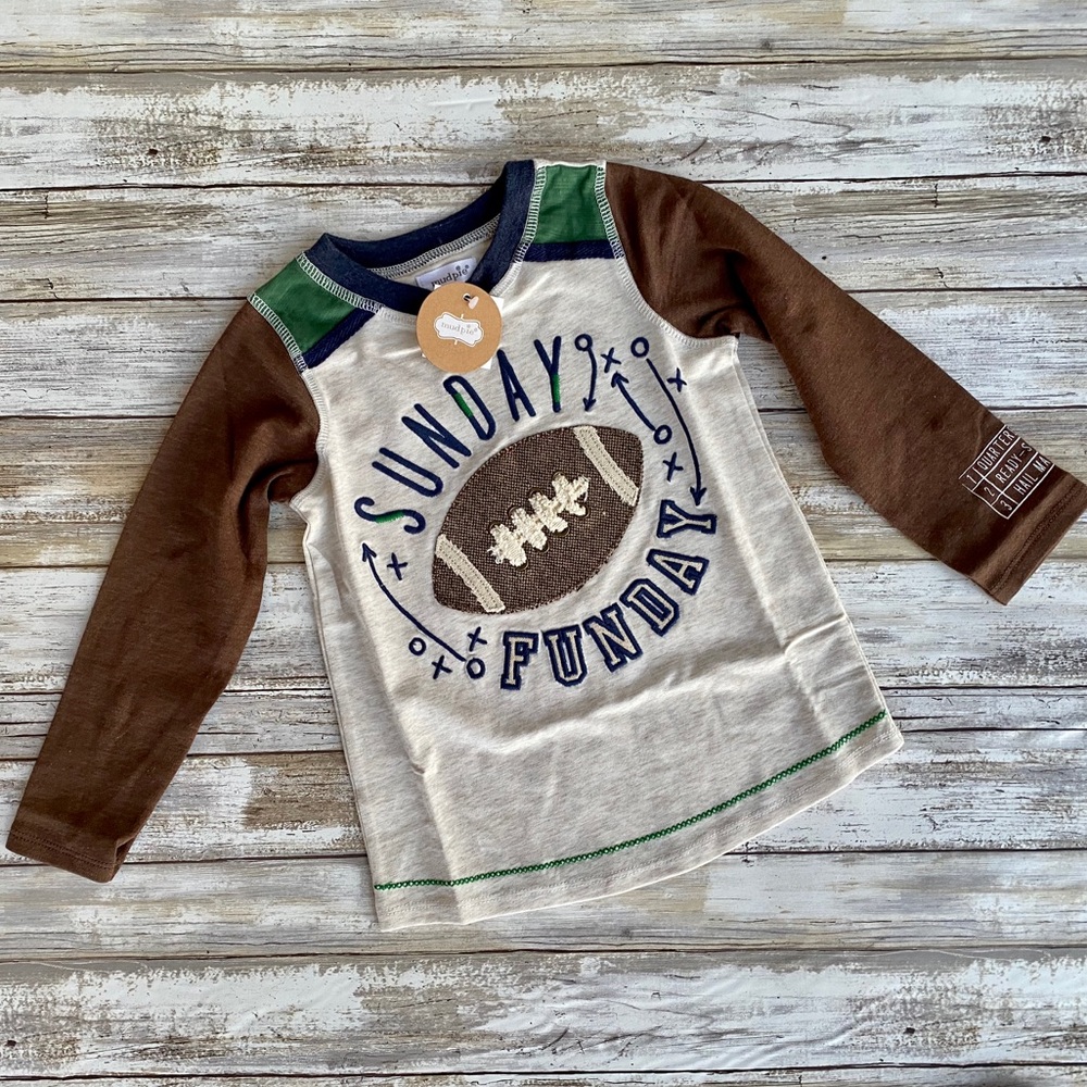 NWT Mud Pie Sunday Funday Raglan T-Shirt